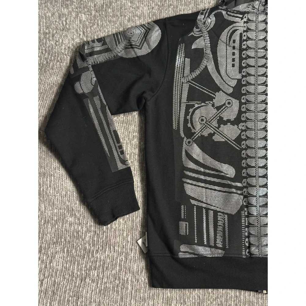 Social Collision Y2K Skeleton Robot Full Zip Hoodie Black Mall Goth Emo Cyber M